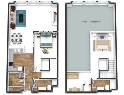 Floor plan for 2 beds, 2 baths, 1372 sqft